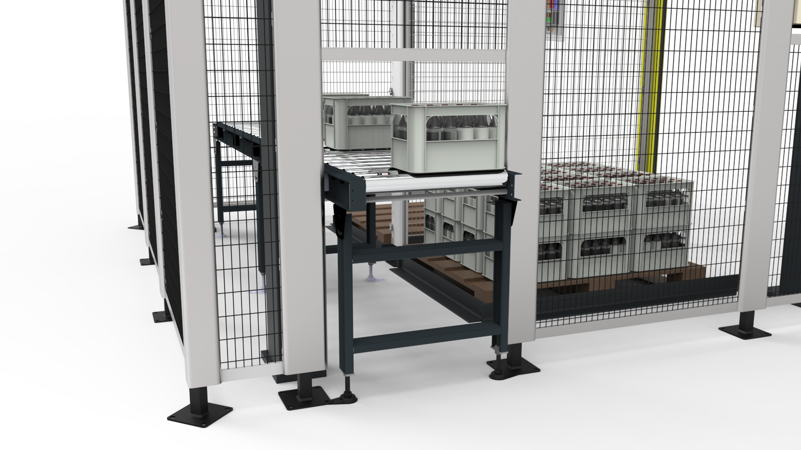 automated packing solution conveyor in / out feed. 